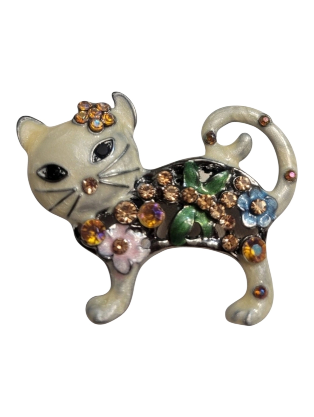 Rhinestone Cat Brooch